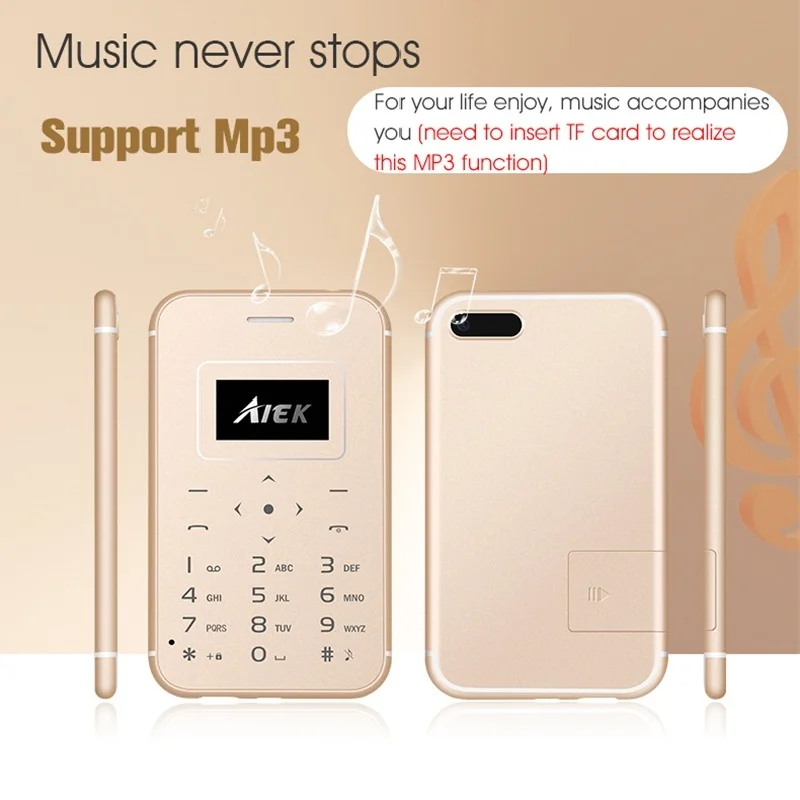 Aiek X8 ультра тонкая карта мобильный телефон мини карманный студенческий