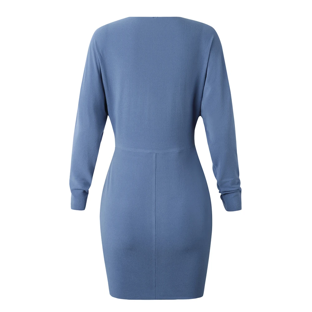 Женские осенне зимняя одежда с длинным рукавом круглым вырезом платье Цвет