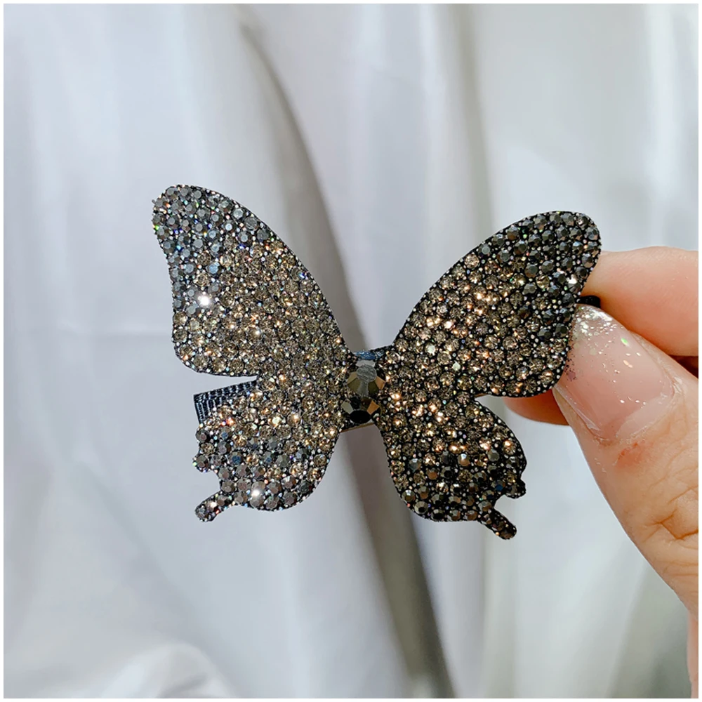 

Super Fairy Full Diamond Butterfly Hairpin Simple Side Clip Bangs Clip Hair Card Headdress Duckbill Clip Hair Jewelry