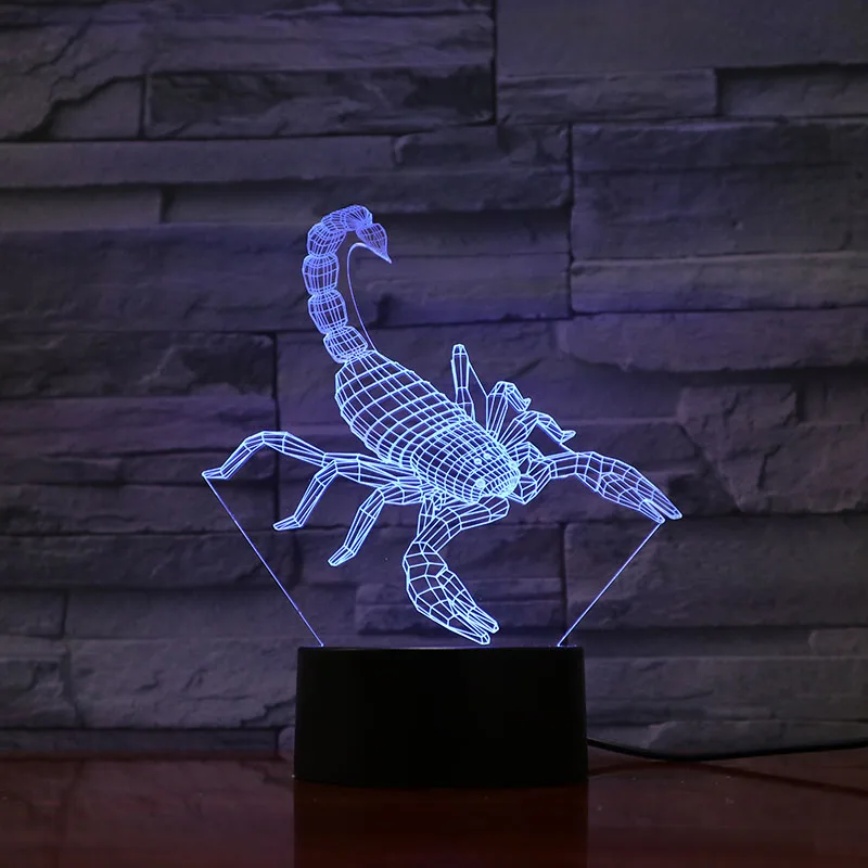 

3D-1244 Scorpion LED Acrylic Night Light with 7 Colors Touch Remote Control Illusion Change Home Decoration Lights