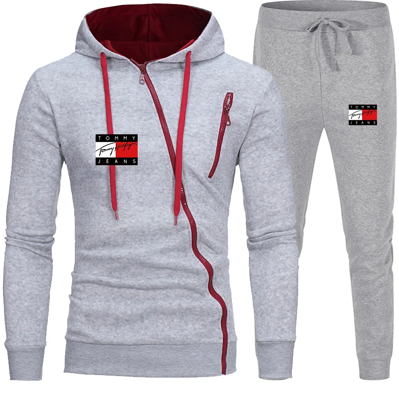 

Men's Zipper Shirt Hooded Sportswear Casual Sports Pants Two-piece Hot Sale Letter Print Tracksuit Spring and Autumn Brand Serie