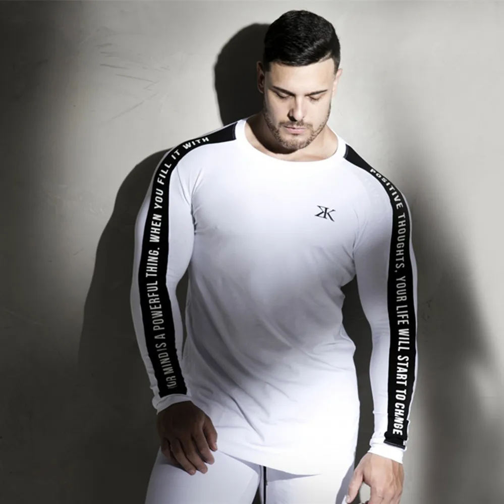 

Autumn Men's Long-sleeved T-shirt Fashion Stitching Multi-color Sports Leisure T Shirt Men men clothing