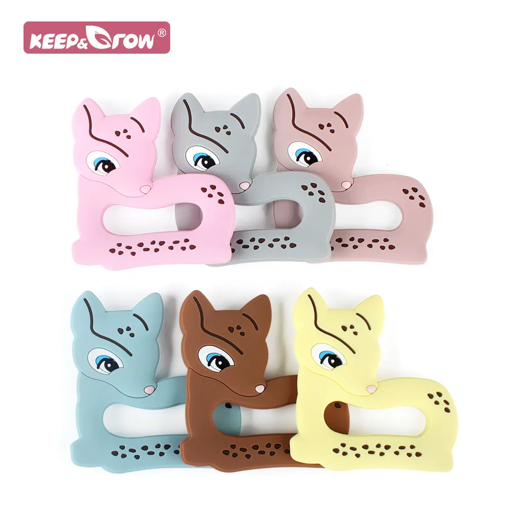 

Sika Deer Silicone Teether Double-sided Food Grade Dental Care Rodent DIY Baby Pacifier Chain Pendants Baby Molar Teethers Toys