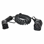 Спиральный кабель для зарядки электромобилей IEC 62196-2, тип 2, 16 А, 32 А, 7,2 кВт, 5 м, черный