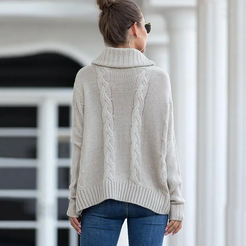 Осенне-зимний свитер с высоким воротом женские свитера женский толстый вязаный