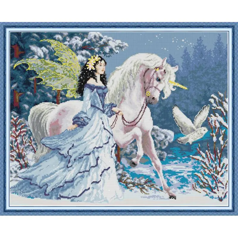 Вышивка крестом Joy Sunday Elves набор для верховой езды с принтом единорога 14CT DMC