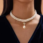 Ожерелья женские модные ювелирные изделия ожерелья с имитацией жемчуга женское Рождественское украшение новая цепочка до ключиц Подарок на годовщину для девушки
