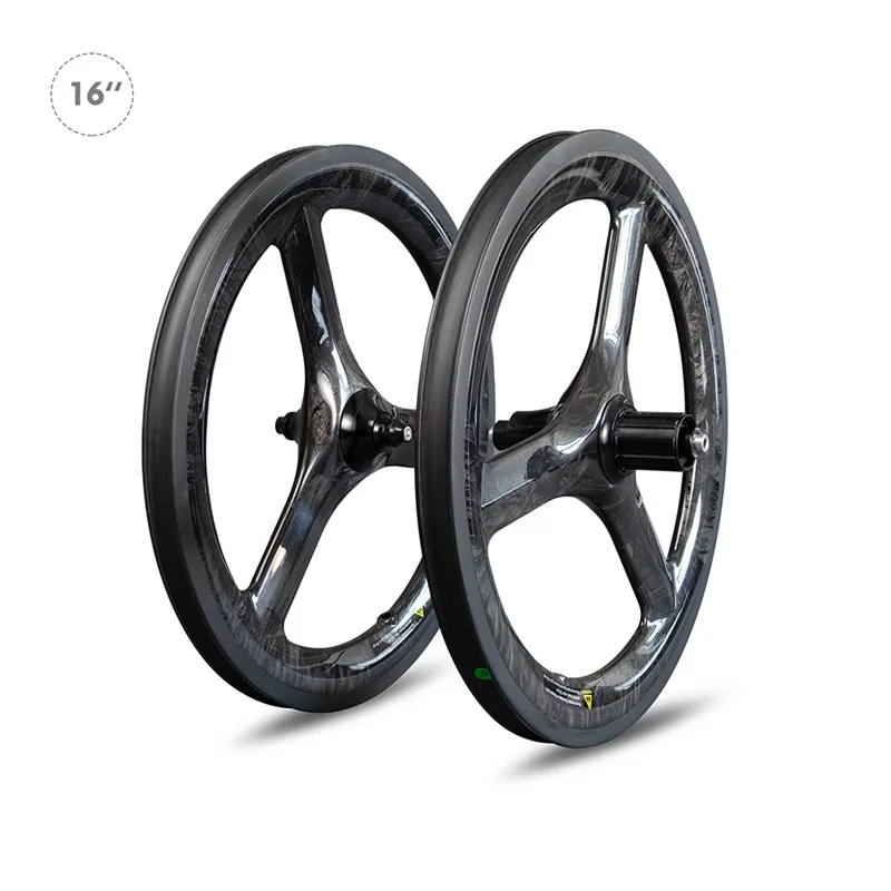 Verkaufen ICAN Carbon Faltrad 16 Zoll Trispoke Marmor Oberfläche 349 T700 Carbom Faser 40mm 23mm Carbon 3 Speichen Laufradsatz