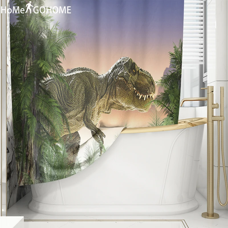Занавеска для душа в виде динозавра из натурального леса 3D Водонепроницаемая
