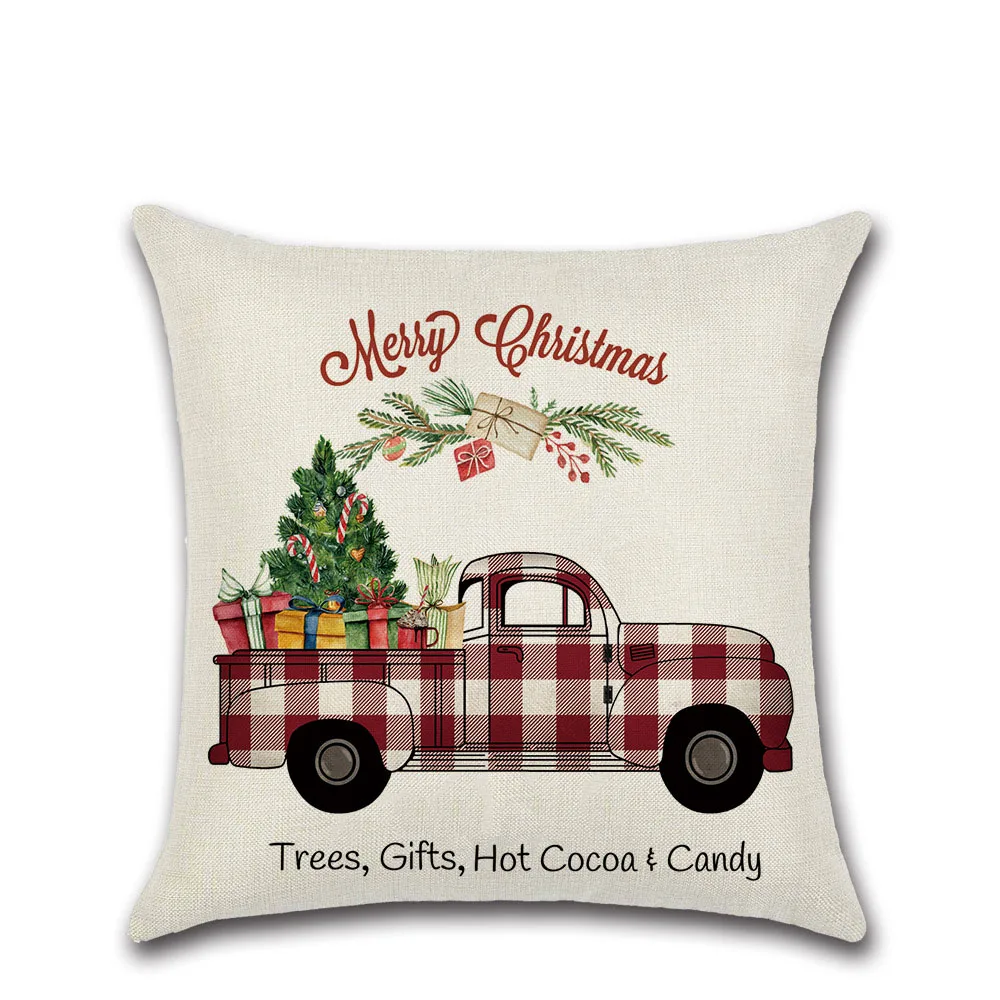 Мультяшный Рождественский льняной чехол для подушки декоративный снеговик