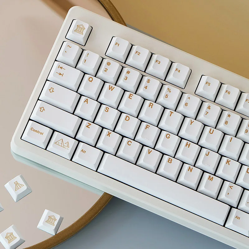 

Retro Custom GMK Dye Sublimation Keycap 135 PBT White Civilized Keycap Cherry Profile For Mechanical Keyboard Keys