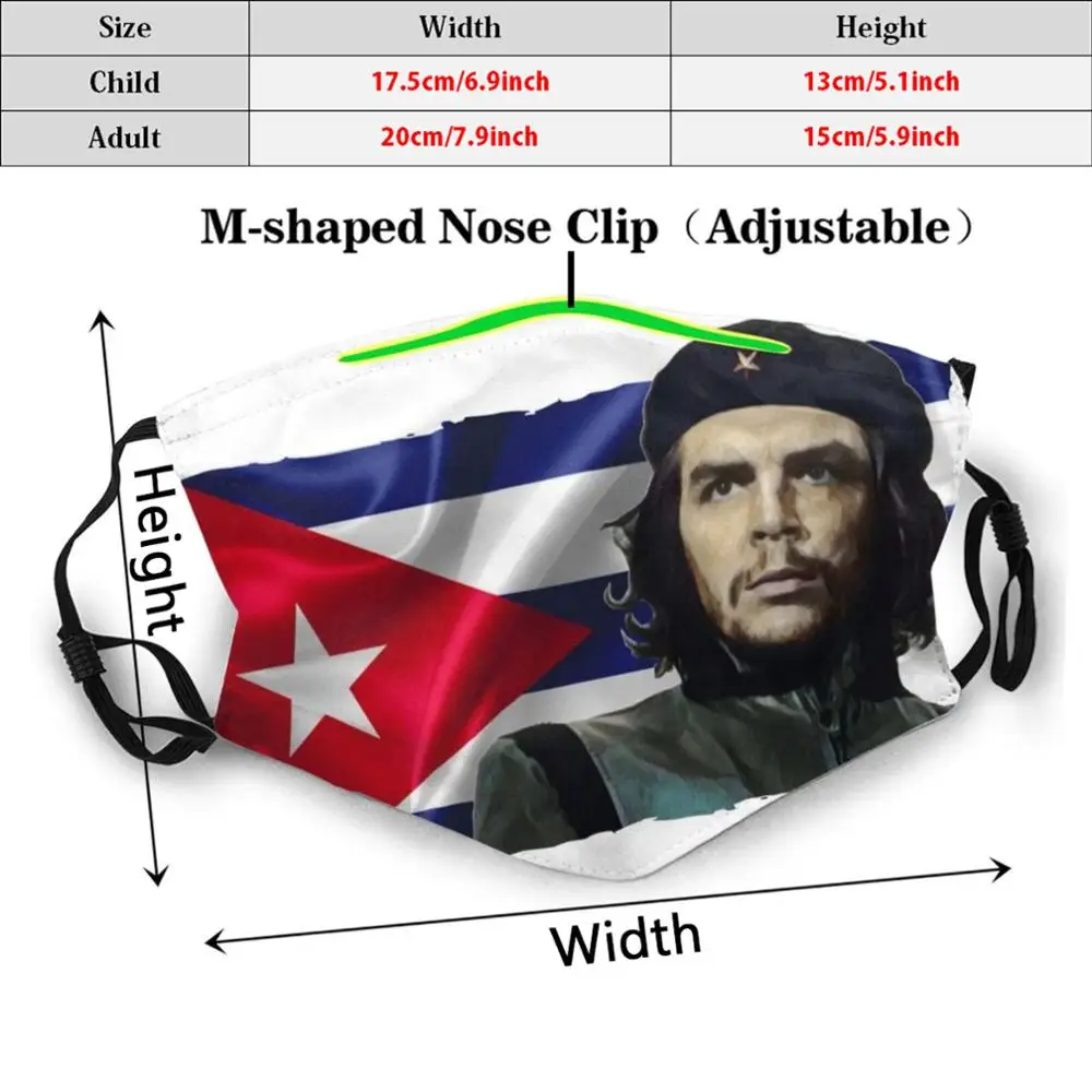 Маска Che Guevara многоразовая с фильтром Pm2.5 и забавным принтом Кубинская