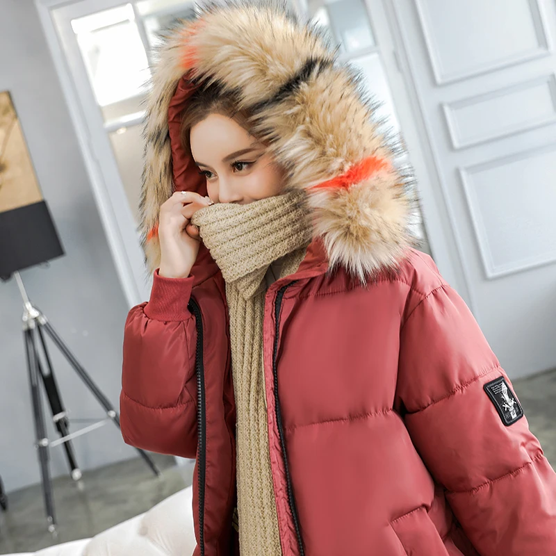 Женское зимнее пальто с капюшоном и меховым воротником большие размеры | Женская