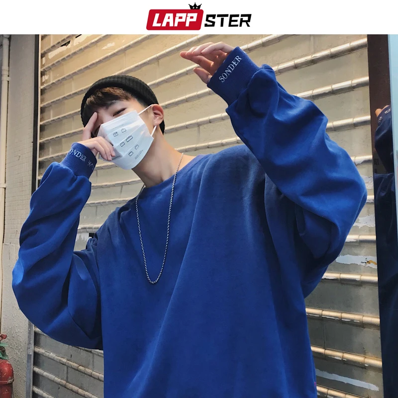 Мужская толстовка с вышивкой LAPPSTER яркая корейская модная Толстовка большого