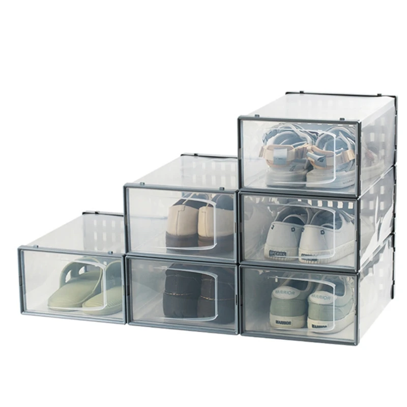 

Clear Plastic Shoe Storage Box Thickened Stackable Shoe Case Organizer Drawer Type Container for Men Women