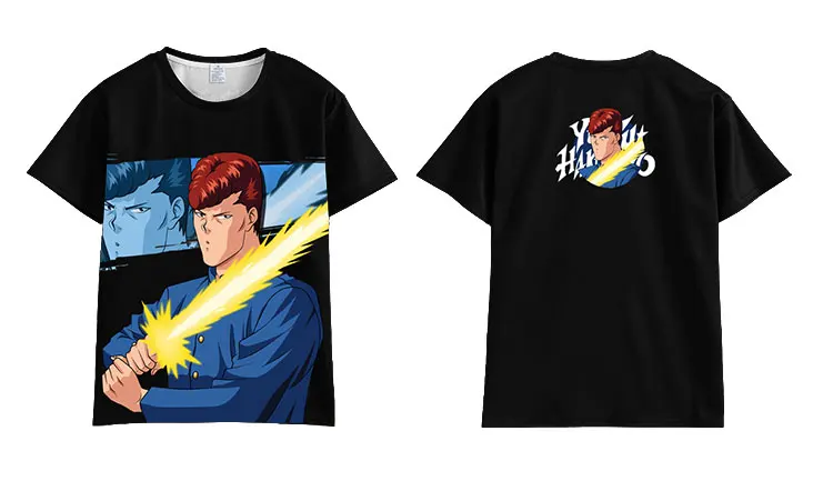 Японское аниме YuYu Hakusho Футболка мужская женская с коротким рукавом летнее платье мультфильм yu hakusho топы унисекс Harajuku футболка