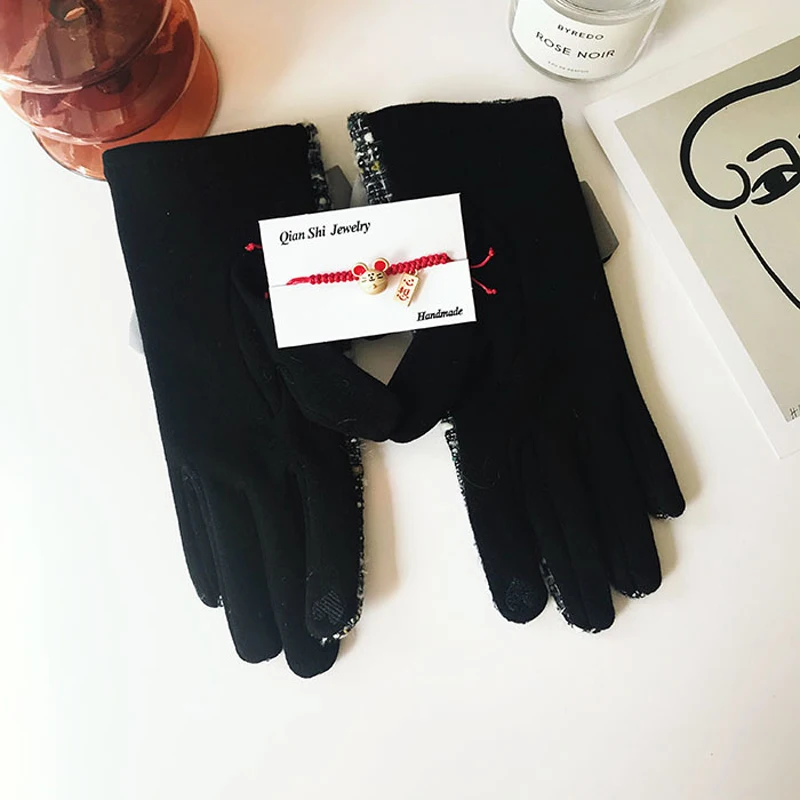 2019 зимние женские перчатки маленький аромат стильные шерстяные для стрельбы из