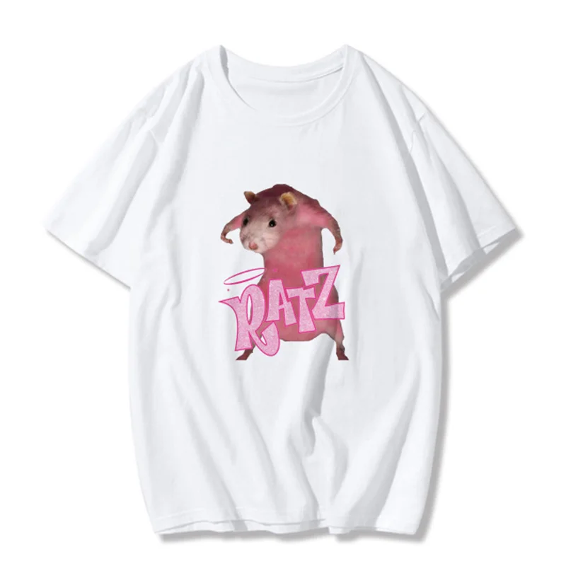 

RATZ animal kawaii summer femme t-shirts Short sleeve harajuku Loose pink tees shirt Streetwear gothic women clothing tops