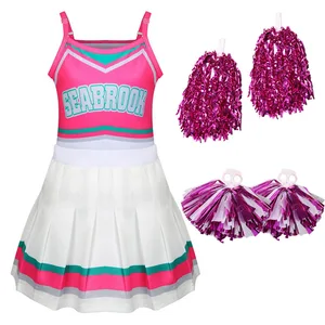 2021new kids halloween cheerleader costume cosplay girls addison outfits fancy dress camisole with mini pleated skirt for zombie free global shipping
