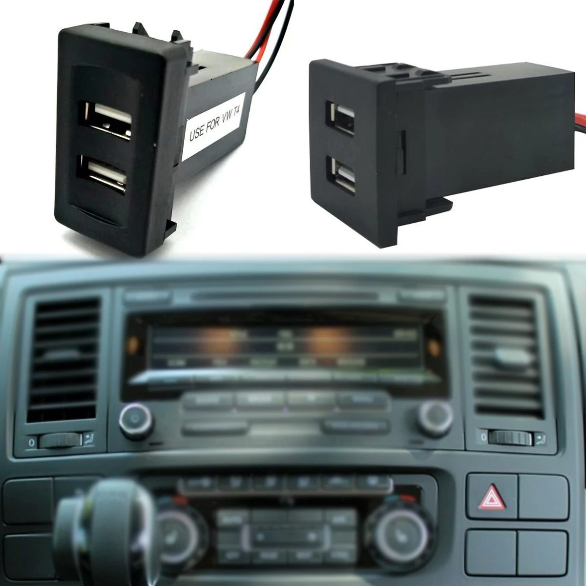 

OEM Dash Blank Switch LED Illuminated Dual Twin USB Ports Phone Charger Power For Volkswagen VW T4 90-03 T5 03-09 Transporter