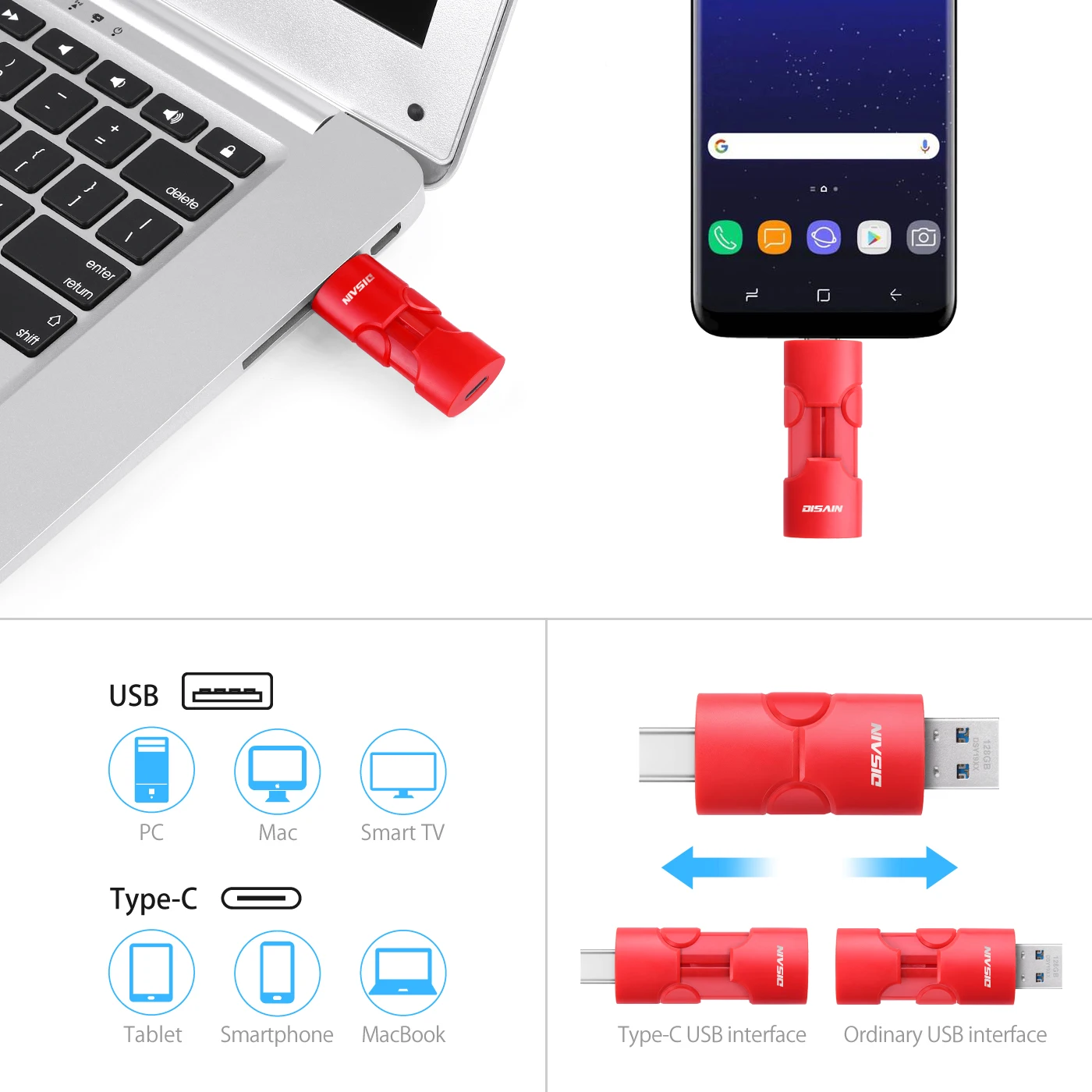 disain 64gb128gb pen drive red black high speed memory stick for mobile phones and computer office usb3 0type c flash drives free global shipping