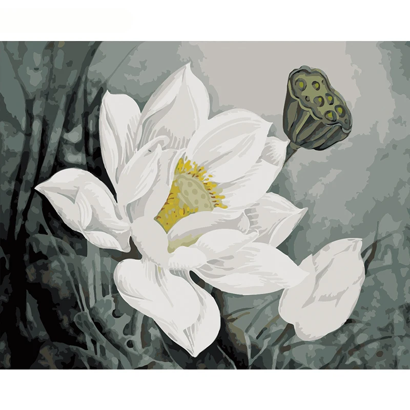 

GATYZTORY DIY Painting By Numbers Lotus Rose Flowers HandPainted Oil Painting Acrylic Painting Home Decor Entertainm