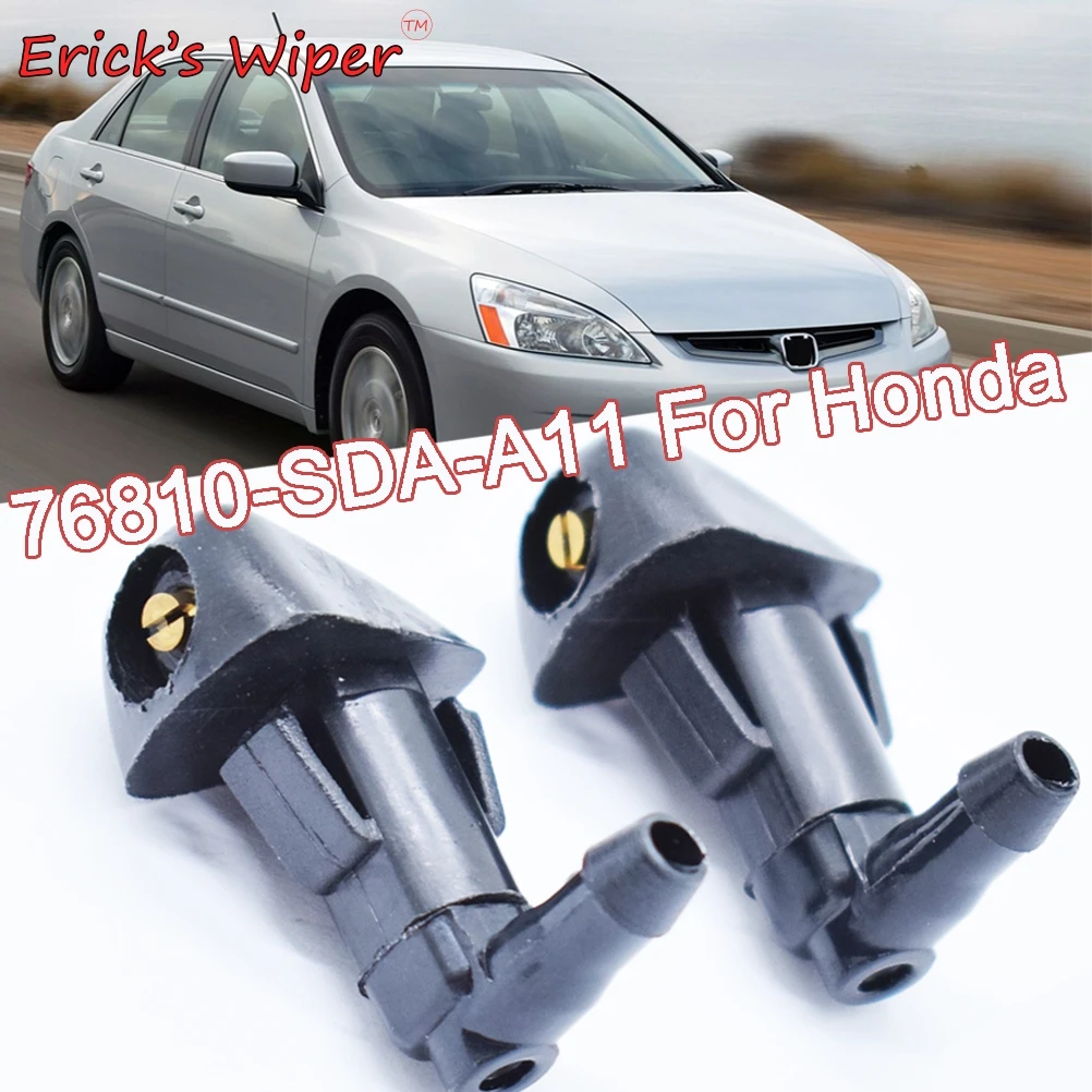 Erick's Wiper 2Pcs Front Windshield Wiper Washer Jet Nozzles For Honda Accord MK7 FR-V Civic Element OE# 76810-SDA-A11