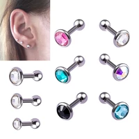 3pcs cz gem stud earring stainless steel cartilage piercing studs fashion ear tragus ring helix piercing body jewelry 345mm