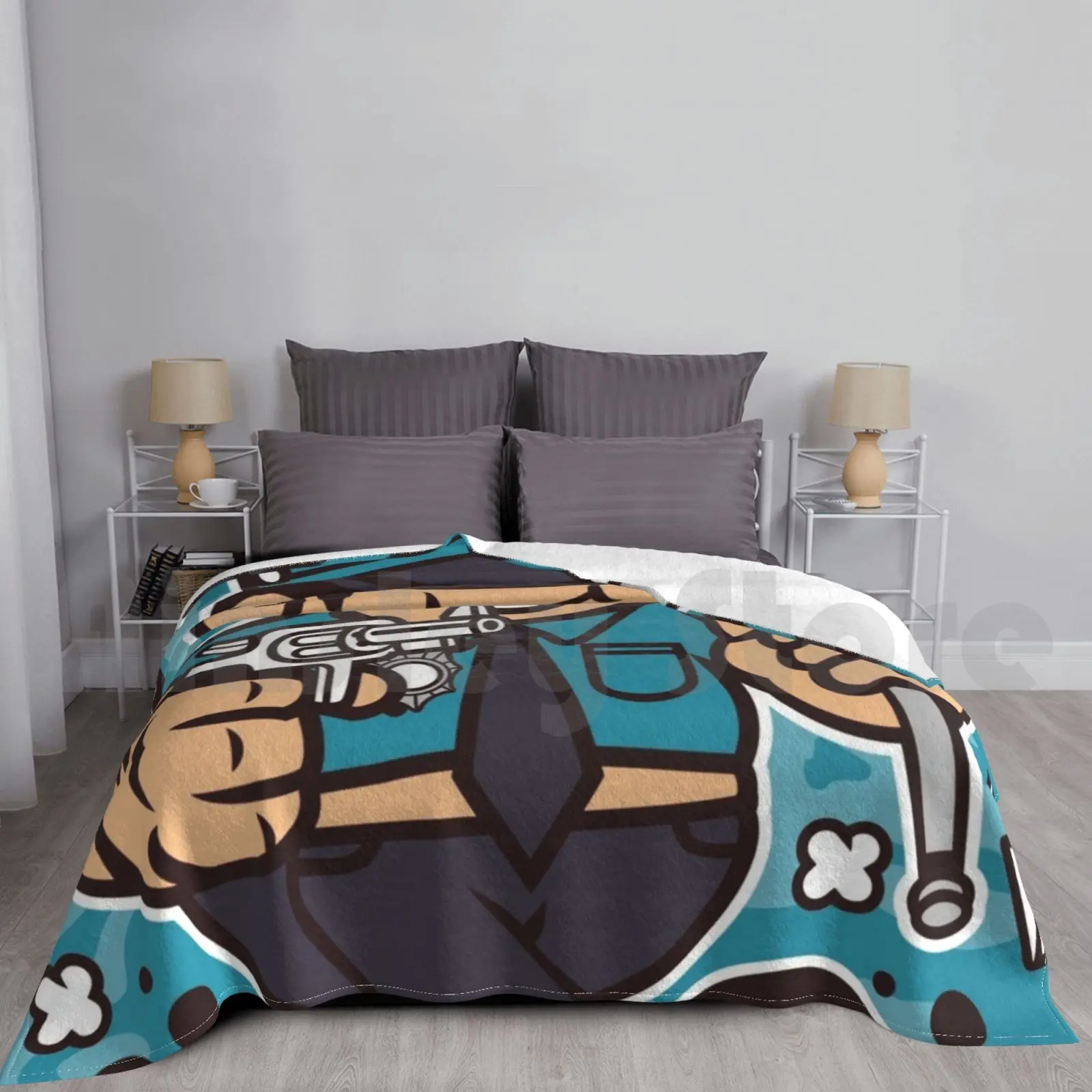 

Police Cartoon Blanket For Sofa Bed Travel Police Skater Box Skater Constabulary Fuzz Force Law Heat Policemen