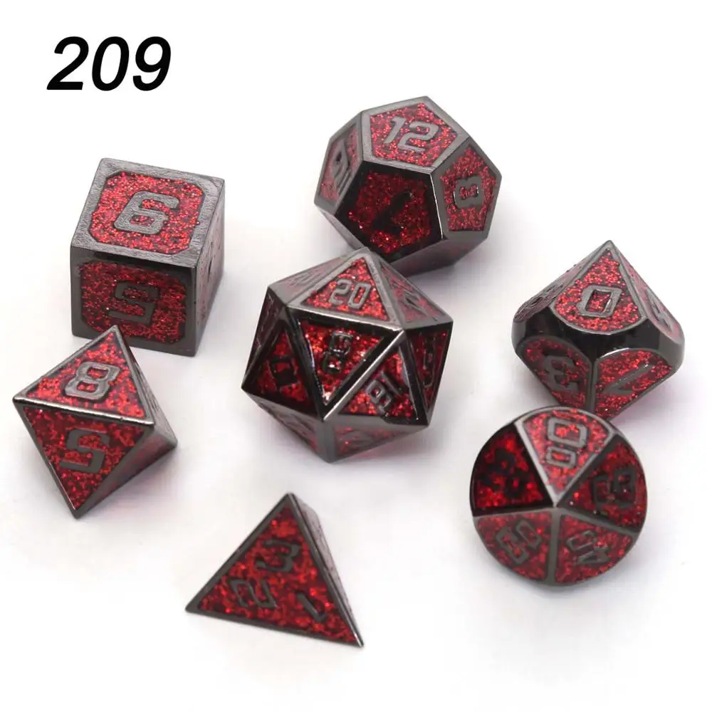 Chengshuo starlight металлические кости dnd Набор кубиков rpg многогранные Твердые подземелья и дракон настольные игры цинковый сплав зеленый d& d кости 7 шт - Цвет: 209