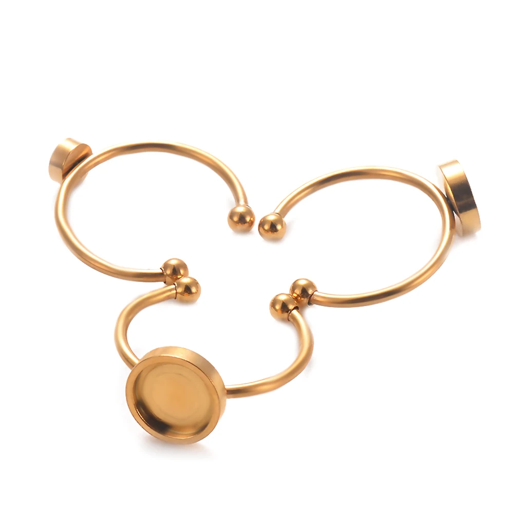 10 шт. без выцветания нержавеющая сталь золото регулируемые кольца пустые/Базовые