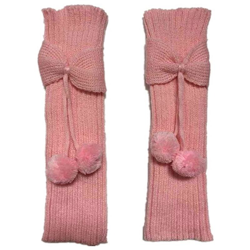 Fashion Kids Girls Bowknot Pompom Knit Leg Warmers Boot Socks Cuffs Toppers Christmas Gifts Botas Feminina носки женские набор