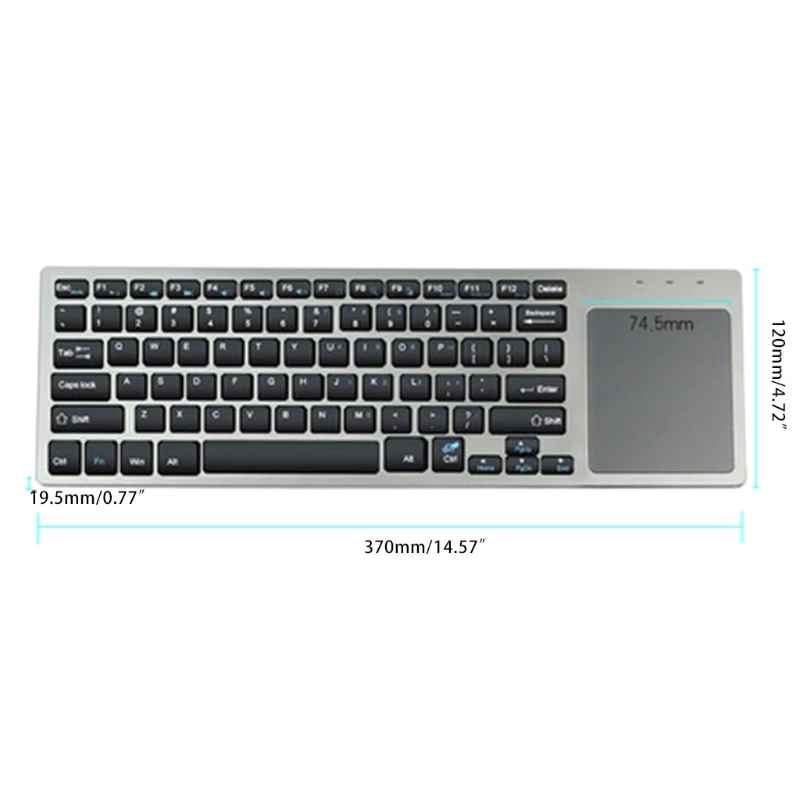 

2.4G Wireless Touch Keyboard with Easy Media Control Built-In Touchpad Mouse Solid Stainless Ultra Compact 87keys