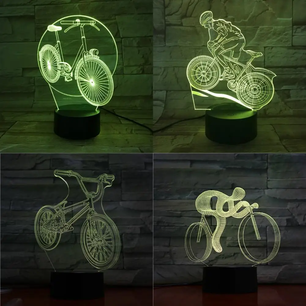 Светодиодная 3d лампа для езды на велосипеде осветительная цветные лампы датчик