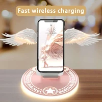 fast wireless charger mobile phone power bank universal led angel wings wireless charging dock base10w charger cellphone proh1 t