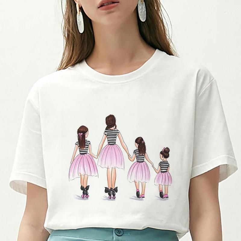 

Lus Los Women Tshirt Super Mama and Children Love Life Vogue Print T Shirt Harajuku Kawaii Streetwear White Tops Tee Shirt