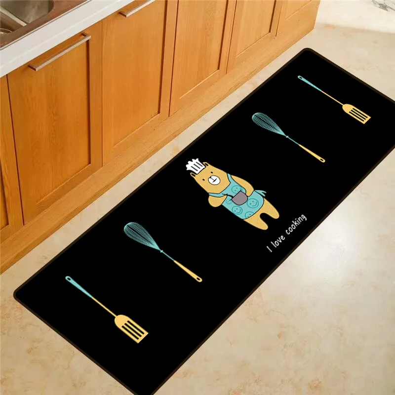 Мультяшный милый кухонный коврик с мишкой шеф-повара комбинированный для входа в