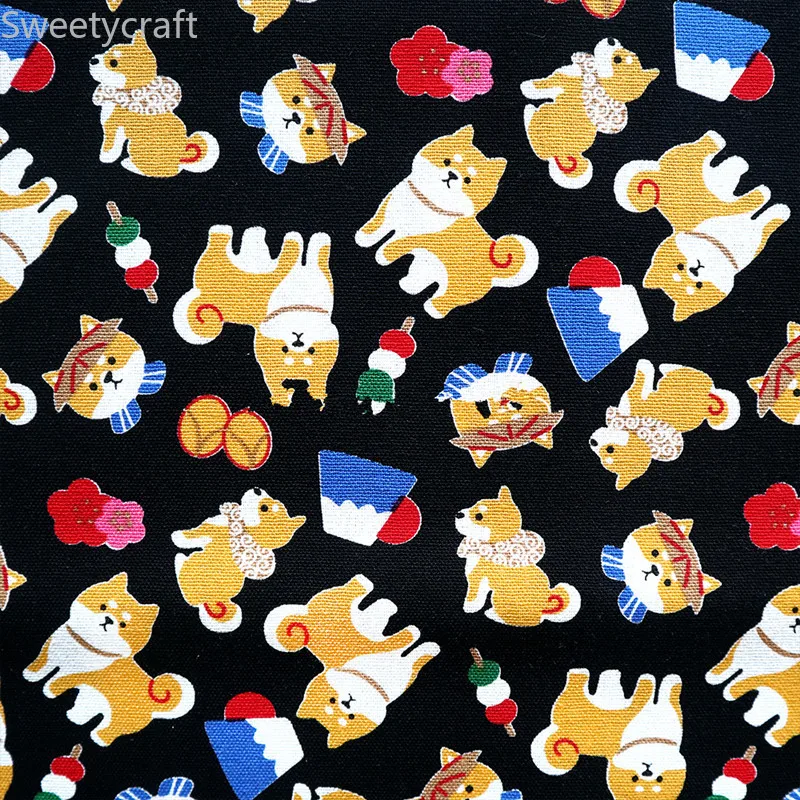 

110*45cm Cartoon Dog Printed Cotton Fabric By Yards For DIY Handmade Sewing Patchwork Sofa Bag Home Decoration Material Cloth