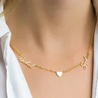 Ожерелье с именем на заказ, золотистый чокер из нержавеющей стали, ожерелье с кулоном в виде двух названий с сердцем, ювелирные изделия для женщин, подарки
