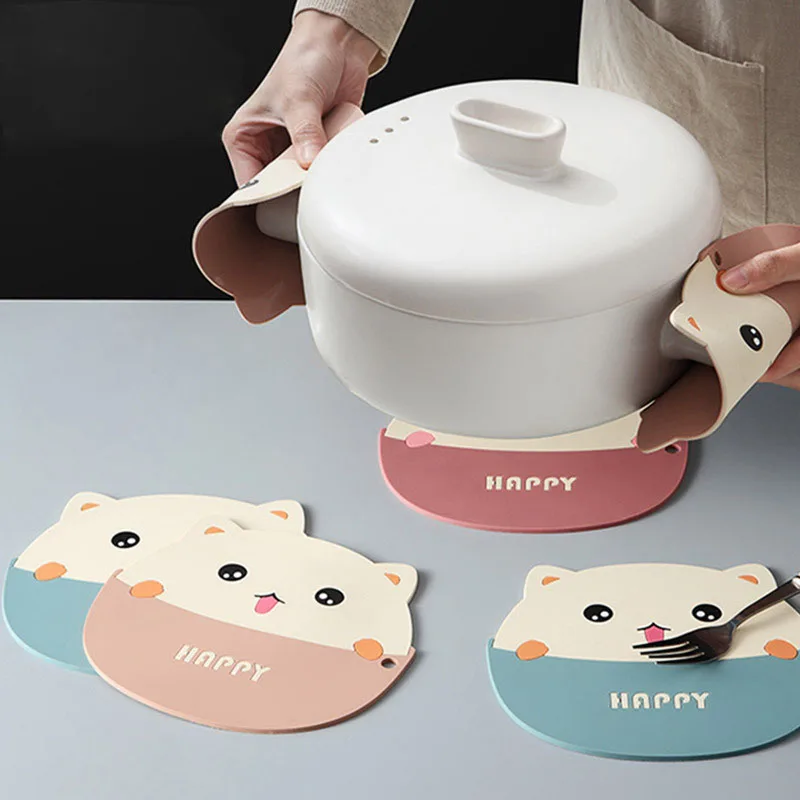 

Silicone Cat Shaped Tea Coaster Cup Mat Pad Mug Holder Mat Coffee Drinks Table Placemats Heat-resistant Cup Coasters