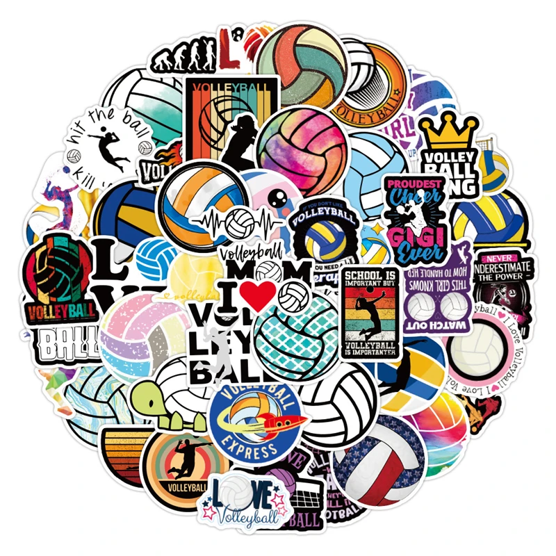 103050 pcs new volleyball doodle graffiti waterproof sticker motorcycle phone computer luggage fridge notebook helmet guitar free global shipping