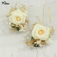 wedding boutonniere silk roses corsage bridesmaid hight quality bracelet flowers witness man buttonhole suit accessories broche