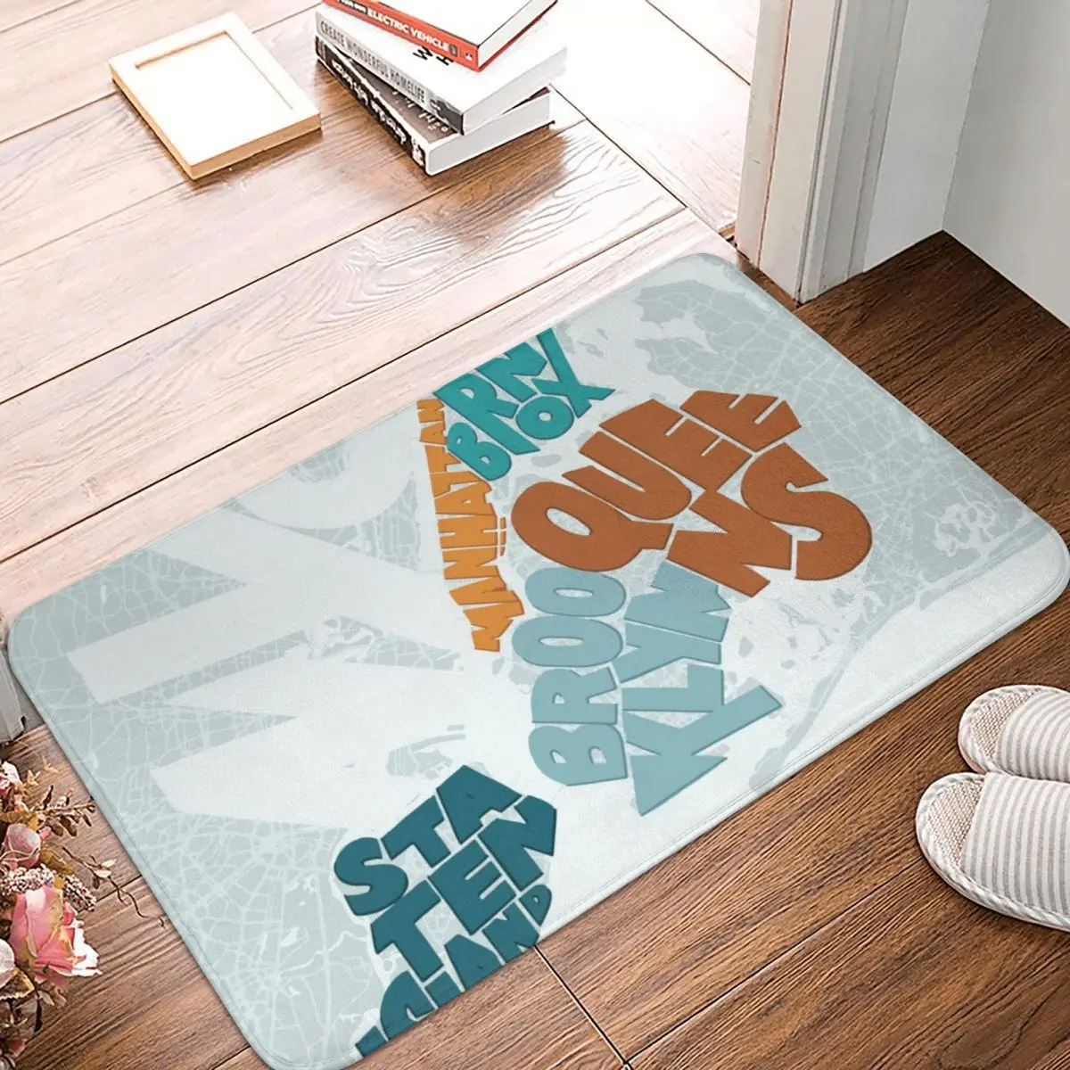 

New York City Neighborhood Map Doormat Rug carpet Mat Footpad Non-slip AntiwearEntrance Kitchen Bedroom balcony Cartoon