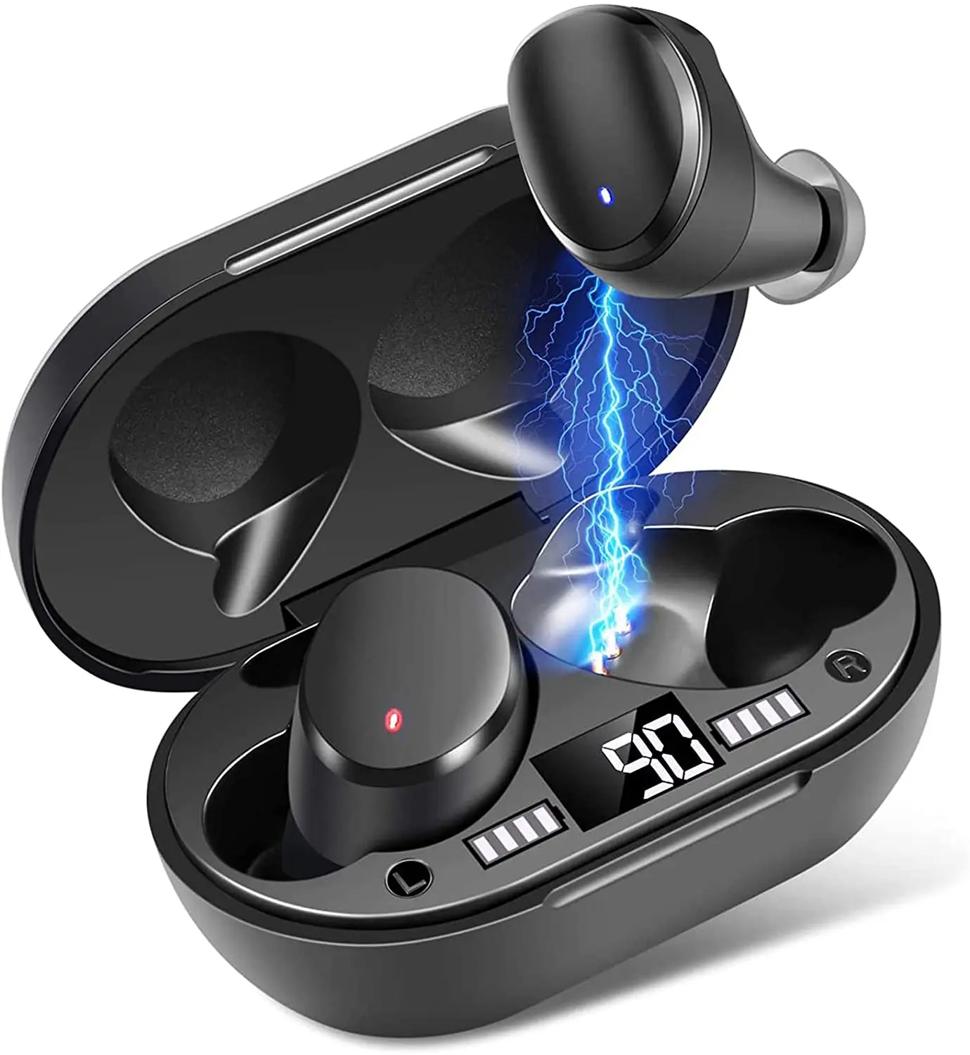 

DuoTen IPX7 водонепроницаемые беспроводные наушники, Bluetooth 5,0 беспроводные наушники, мини портативные с микрофоном, ЖК-цифровой дисплей, зарядка