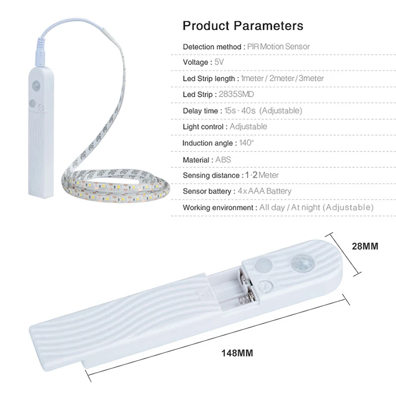 Ночсветильник EeeToo с датчиком движения Светодиодная гибкая лента умным