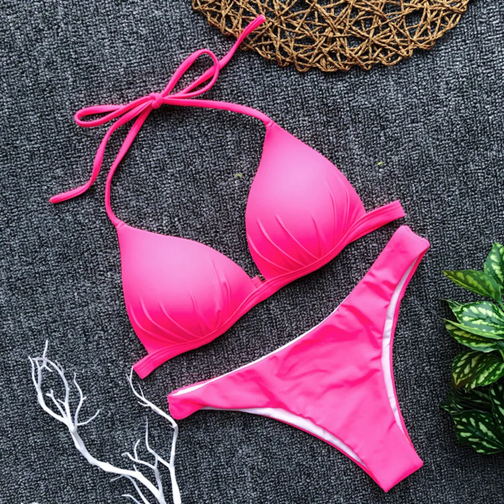 Флуоресцентный цвет сексуальный бразильский комплект бикини с высокой