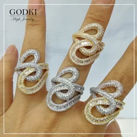godki monaco design luxury crossover stackable rings for women wedding cubic zircon engagement dubai naija bridal finger ring