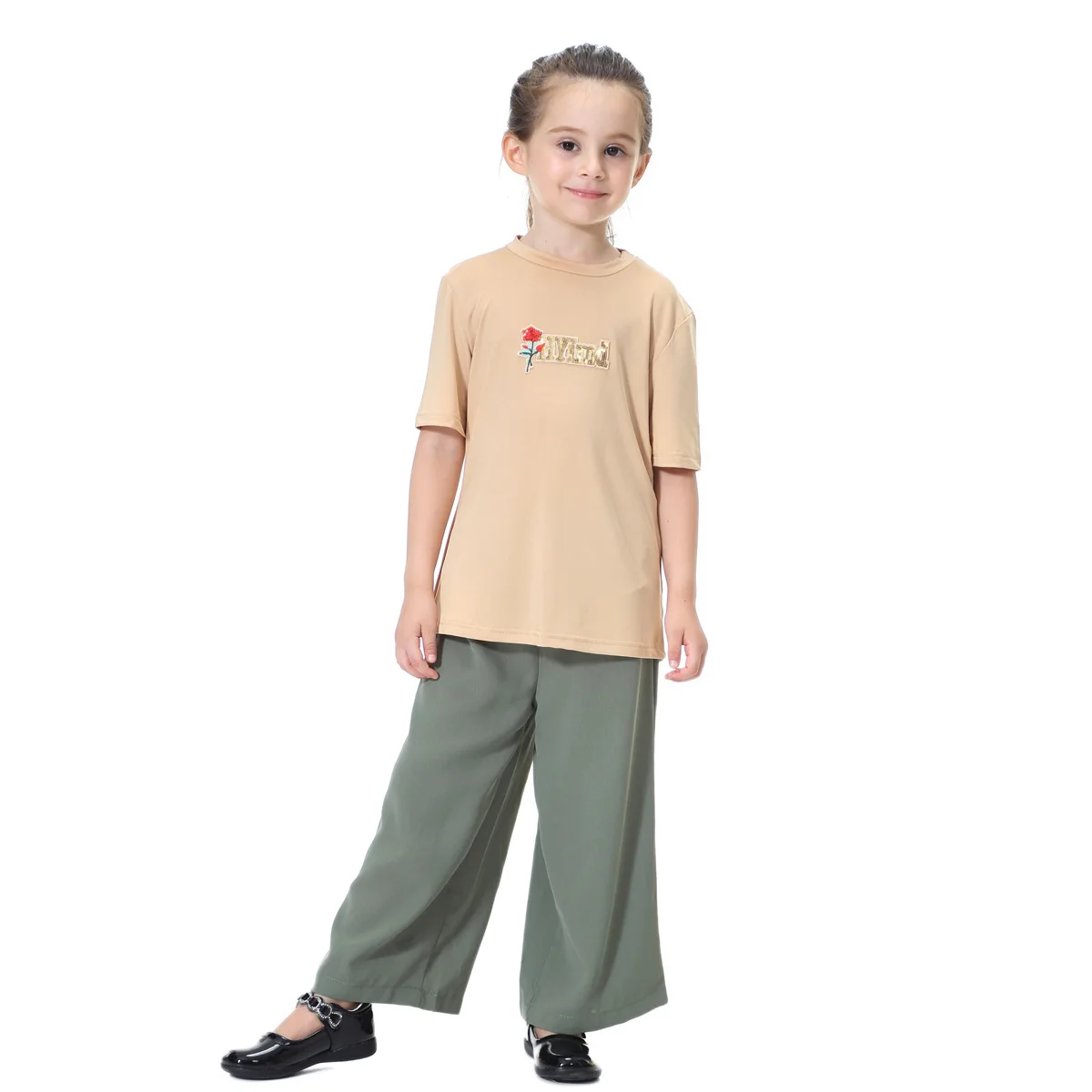 Модный комплект из двух предметов для мусульманской девочки детская абайя халат