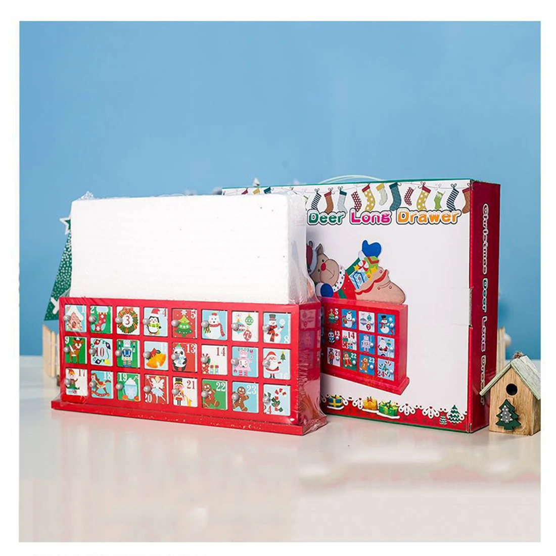Деревянный Календарь обратного отсчета расписанный Адвент календарь Подарочная