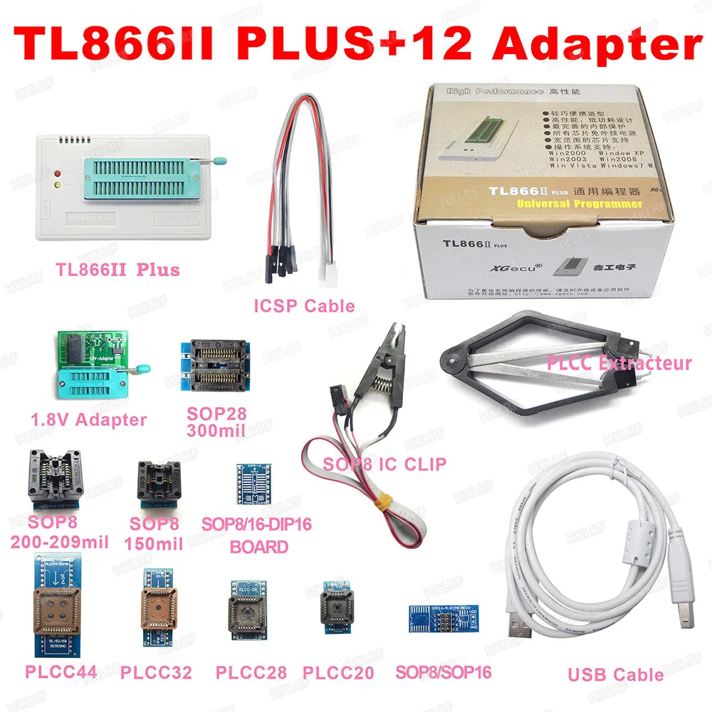 Новейший XGECU программатор TL866II PLUS + 24 адаптера TL866A TL866CS высокоскоростной USB Bios